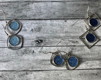 Denim Earrings, Various Shapes