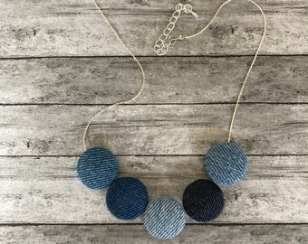 Denim ketting Denim ketting met meerdere tinten