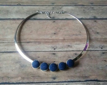 Denim Sliding Cabochon Choker