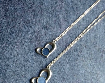 Dangling Denim Heart Necklace