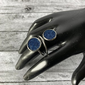 Denim Ring Double Ring Statement Ring image 3