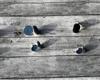 Denim Stud Earrings