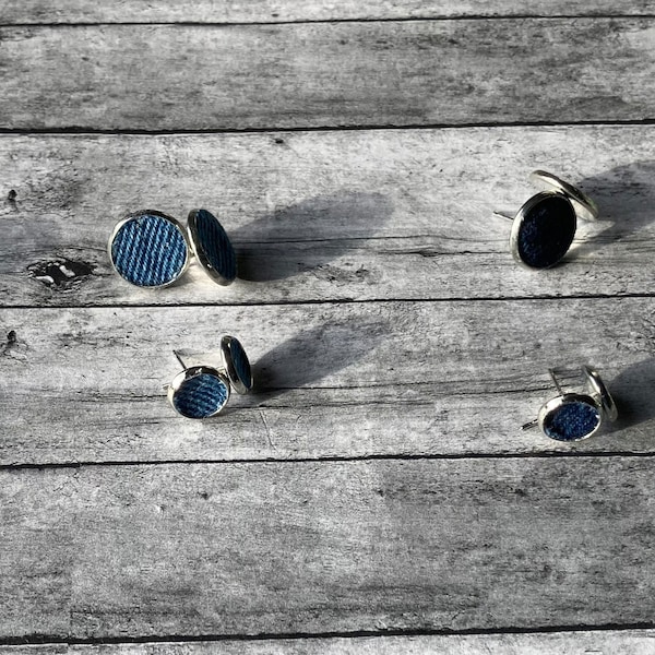 Denim Stud Earrings