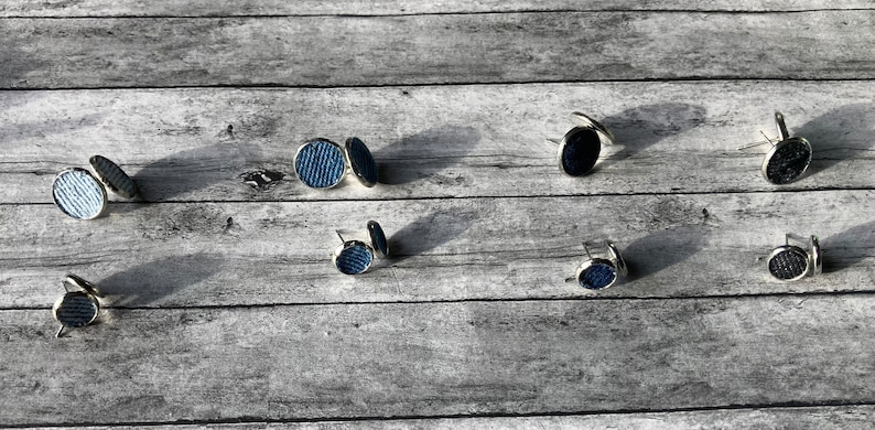 Denim Stud Earrings image 1