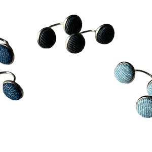 Denim Earrings, Duo Back Earrings, Ear Jacket