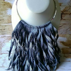 Denim Fringe Choker image 4