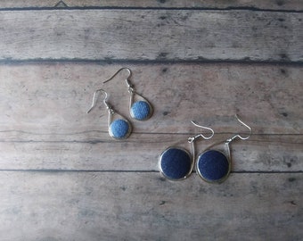 Denim 3-D Teardrop Dangling Earrings