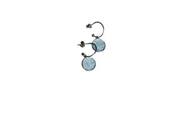 Denim Dangling Hoops Earrings