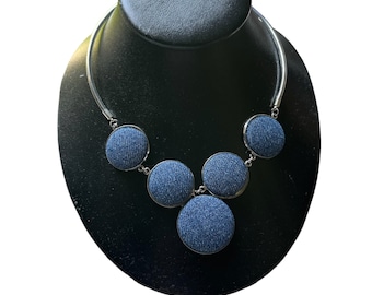 Denim Cabochon Choker, Adjustable Length