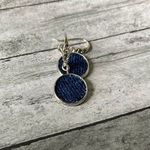 Denim Carved Wire Hook Earrings