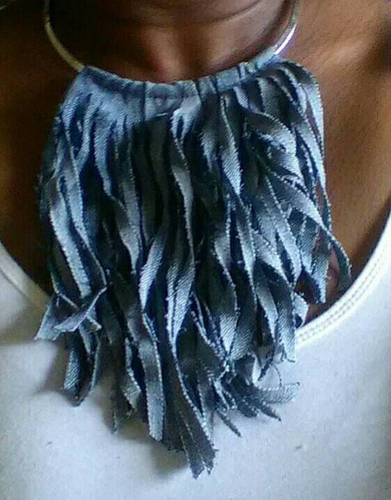 Denim Fringe Choker image 3