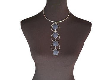 Denim Necklace Denim Statement Necklace Denim Endless Circle Choker