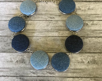 Denim Choker Denim Jewelry Statement Necklace Denim Accessories