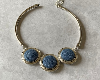 Rope Edge Denim Cameo Choker