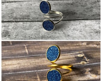 Denim Ring Double Ring Statement Ring