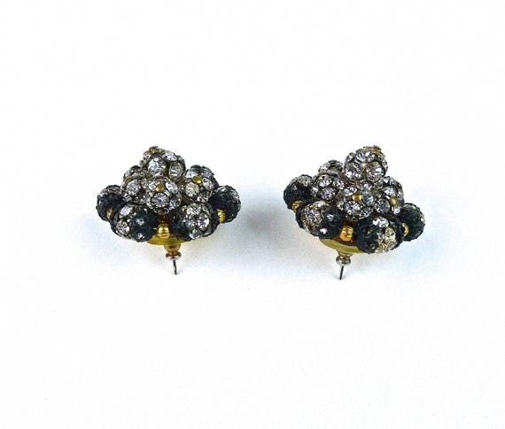 Extravagant 40's Black and Crystal Statement Earr… - image 3