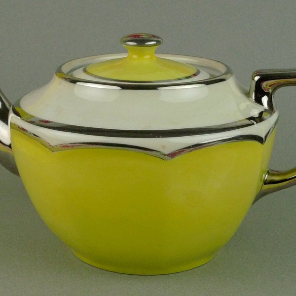 Fraunfelter Yellow and Silver China  and Silver Deco Tea Pot