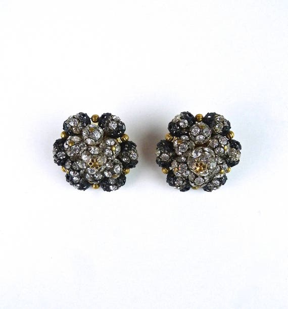 Extravagant 40's Black and Crystal Statement Earr… - image 4