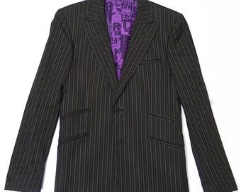 Ted Baker London Brown Pin Stripe Suit Jacket with Purple Lining and Double Vent Vintage