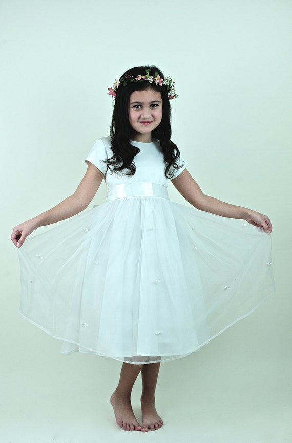 Sweet Flower Girl Communion White Maxi Dress with… - image 1