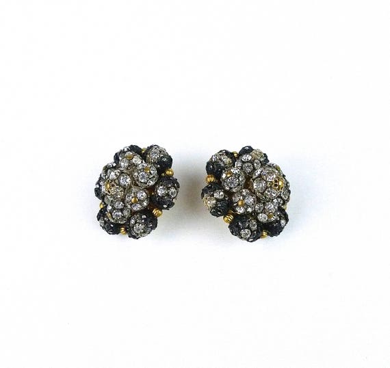 Extravagant 40's Black and Crystal Statement Earr… - image 5