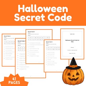 Halloween-Geheimcode-Arbeitsblätter für Kinder, druckbares Codeknacker-Aktivitätenpaket
