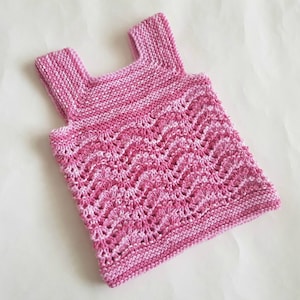 Baby girl's knitted pink tank top, lacy popover 3 months, sleeveless baby top, Springtime girl sweater, knit pink baby vest, baby gift