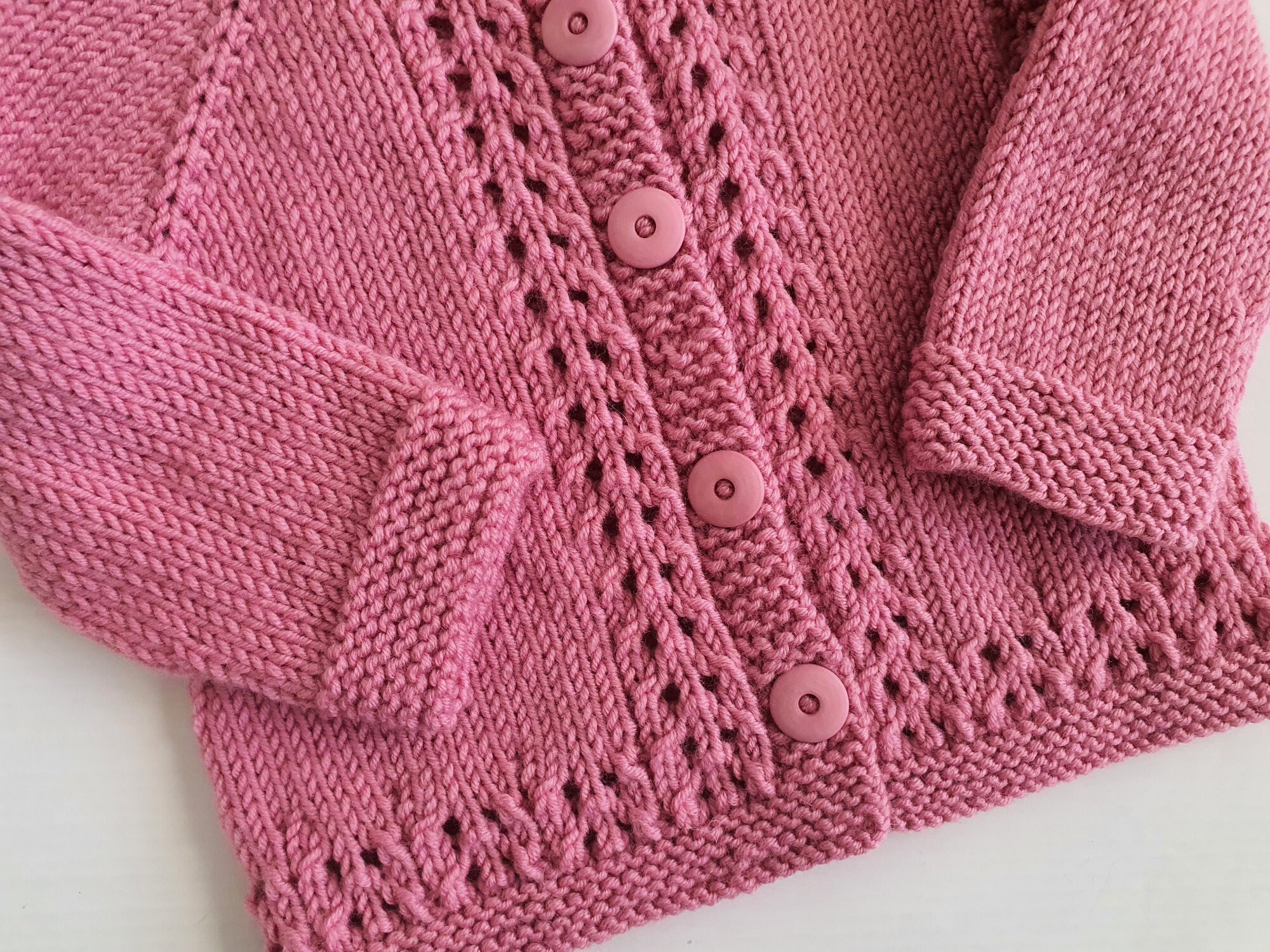 Rose Pink Merino Wool Baby Cardigan Knitted Lace Edging - Etsy Australia