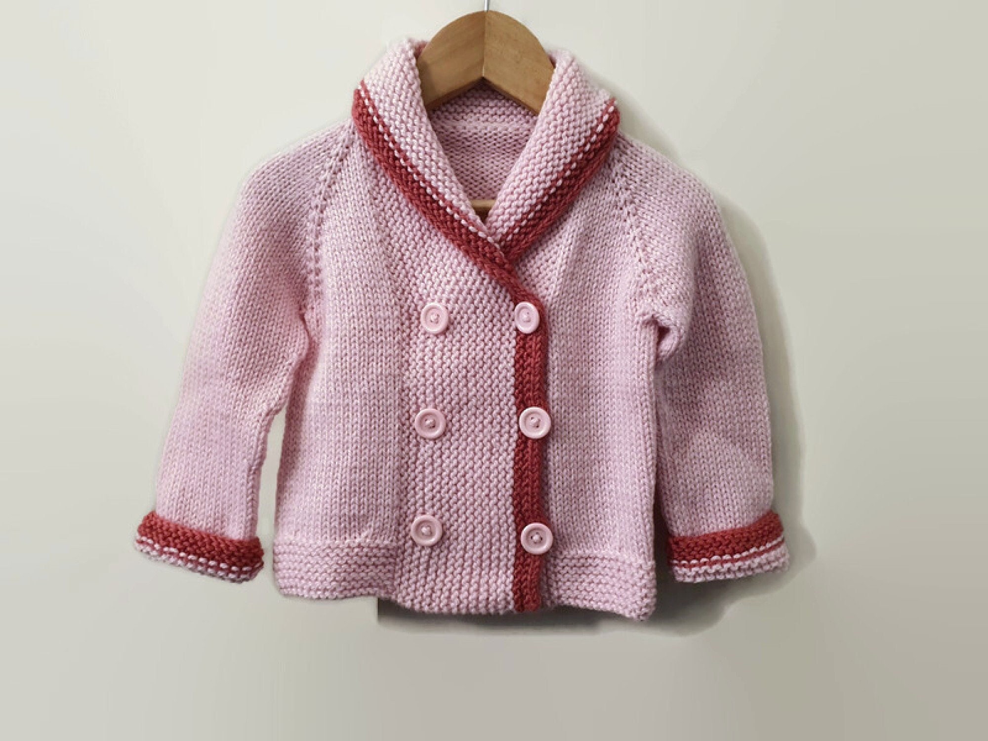 Pink 12 Months Baby Girl Shawl Collar Jacket 1 Year Wool Etsy Australia