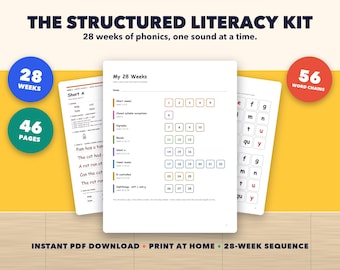 Science of Reading Phonics Kit, 28 Week Color Coded Curriculum (PDF Download)
