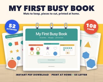 Montessori Busy Book Printable, 52 Activities for Toddlers (PDF)