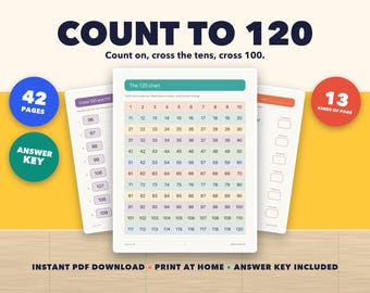 Hojas de trabajo para contar hasta 120, Patrones numéricos de matemáticas de primer grado, Tabla del 120, Antes, Después, Entre, Educación en el hogar (PDF)
