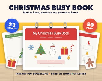 Libro de actividades navideñas imprimible, 23 actividades para niños pequeños, carpeta de aprendizaje navideño preescolar, libro tranquilo en PDF