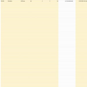 May include: A digital spreadsheet titled INVENTORY & FOOD STOCK displayed on a mobile screen. The table includes columns for product code, name, category, unit, stock quantity, minimum stock, unit cost, total value, status, and expiration date.