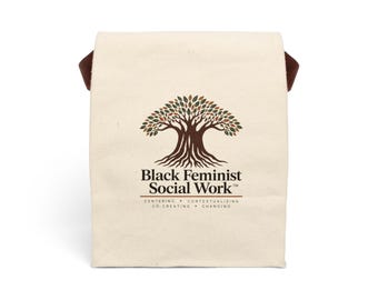 Black Feminist Social Work Canvas Lunch Bag with Strap | Tree Logo