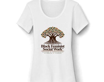 Black Feminist Social Work Tree T-Shirt | Scoop Neck Tee