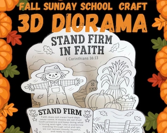 Stand Firm in Faith Christian Harvest Craft Printable 3D Bifold Diorama Sunday School Homeschool Bible Lesson Low Ink Low Prep Papercraft