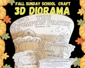 Pumpkin Prayer Bible Craft | Matthew 5:16 Printable Diorama | Let Your Light Shine Fall Sunday School Craft | Christian Pumpkin Activity