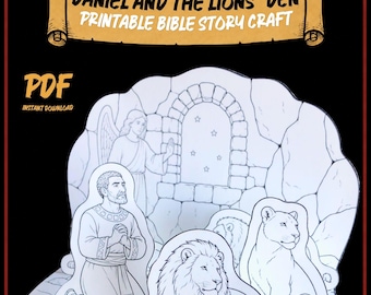 Daniel in the Lions Den Bible Craft Printable 3D Diorama Sunday School Lesson Christian Homeschool Activity Kids Printable PDF Download