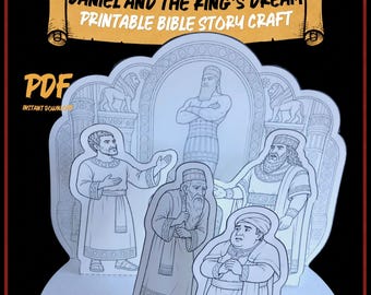 Daniel Interprets the Kings Dream Bible Craft Printable 3D Bi-Fold Diorama Sunday School Quiet Time Bible Story Papercraft
