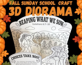 Reaping What We Sow Christian Harvest Craft Printable 3D Bifold Diorama Galatians Sunday School Homeschool Low Ink PDF