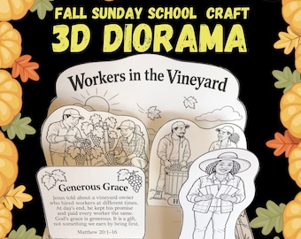 Workers in the Vineyard Bible Craft | Matthew 20:1-16 Printable Diorama | Jesus Parable Sunday School Craft | Generous Grace