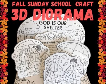 Gott ist unser Zufluchtsort – Christliche Herbstbastelvorlage (3D-Diorama) zum Ausdrucken – Psalm 46 – Sonntagsschule/Homeschooling – Ausschneiden und Aufkleben – Bibelaktivität mit geringem Vorbereitungsaufwand