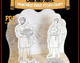 Cain and Abel Bible Craft Printable 3D Bi-Fold Diorama for Sunday School Christian Homeschool or Classroom Low-ink Easy Cut and Paste