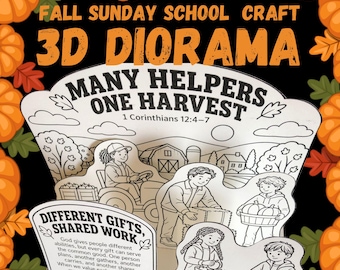 Many Helpers One Harvest Christian Spiritual Gifts Craft Printable 3D Bifold Diorama Sunday School Homeschool Bible Lesson