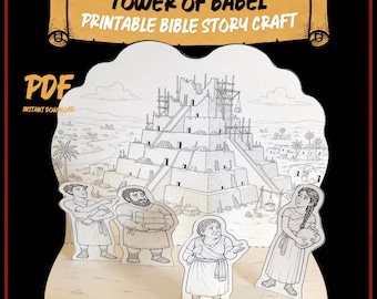 Tower of Babel Bible Craft Printable 3D Diorama Genesis Sunday School and Christian Homeschool Activity Easy Low-Prep Quiet Time Papercraft