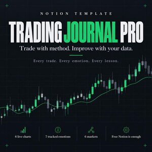 Trading Journal Pro – Rastreador de emociones, manual de estrategias, reseñas (plantilla de Notion)