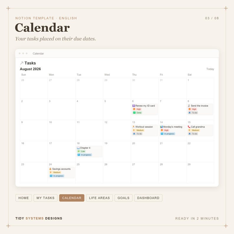 Notion Task Manager Template | Life OS Daily Planner | to Do List ...