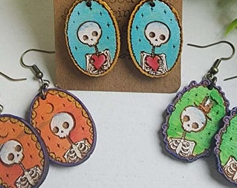 3 Skeleton Earring Laser Files-  Halloween Laser Engrave Svg Files - PDF - SVG - DXF [Digital File Only] Engraved Glowforge Thunder