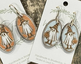 3 Cute Ghost Halloween Earring Files - Halloween Laser Engraved SVG PDF DXF - Halloween Earring Design File - [Digital File Only] Glowforge